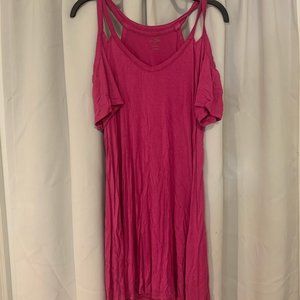 Pink cut out shoulder dress